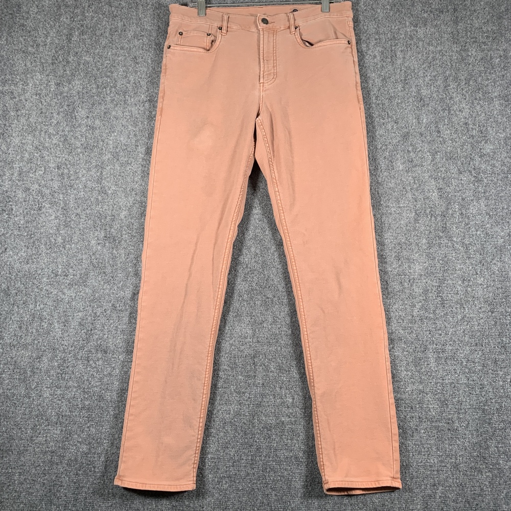 Faherty Jeans Mens 33x30 (32x32) Pink Slim Straight Stretch Denim Pants Casual